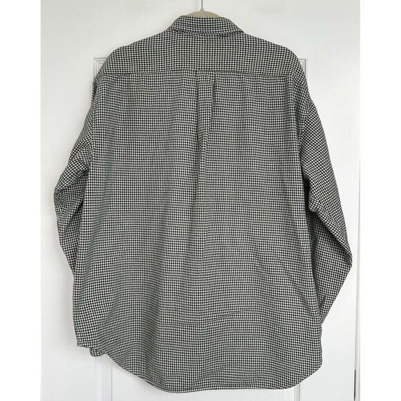 Vintage J Crew Oarsman Flannel Shirt Mens Size L Houndstooth Green 90s Outdoor - Picture 5 of 10